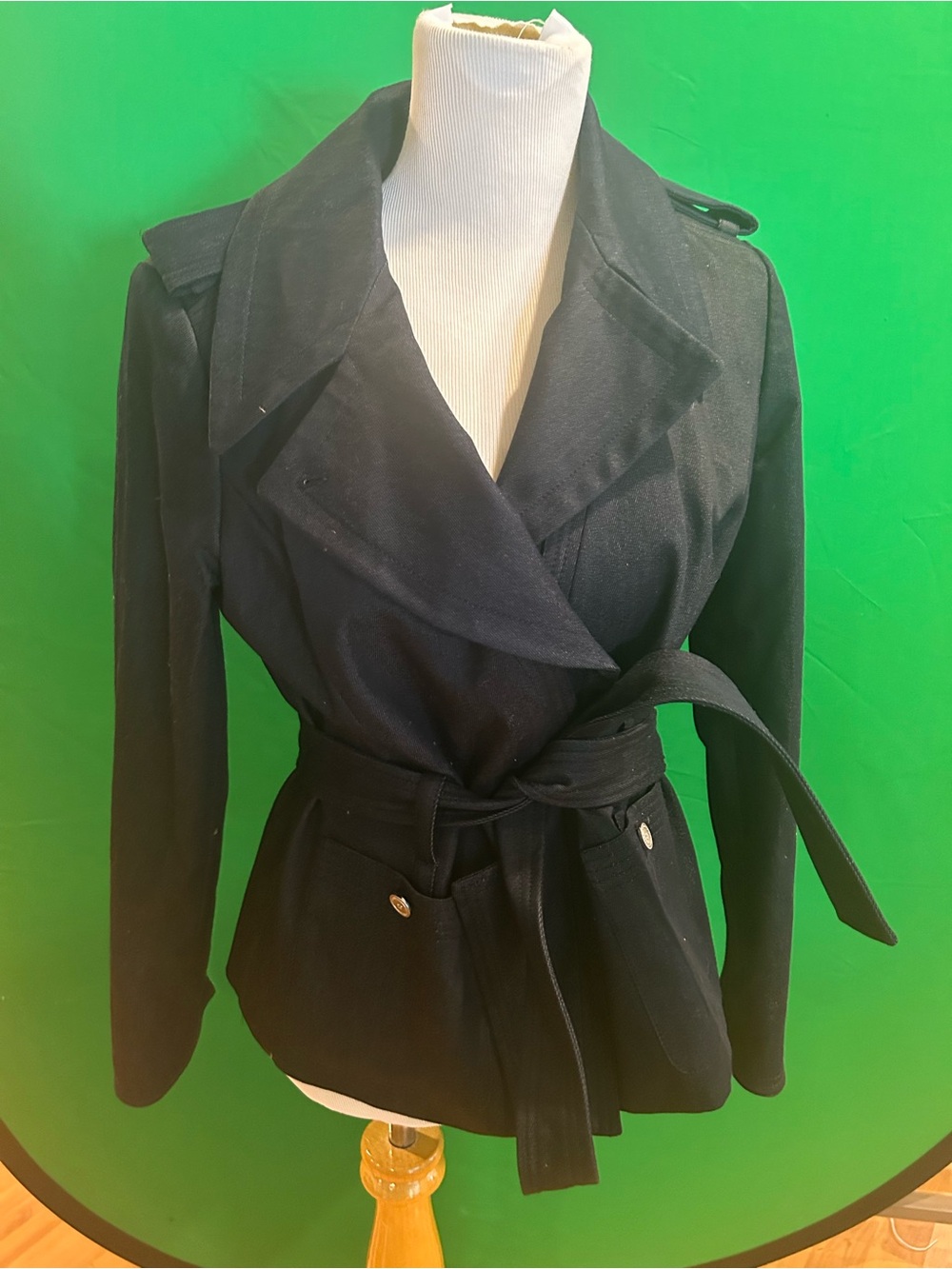 Etcetera Black Belted Trench Blazer Jacket